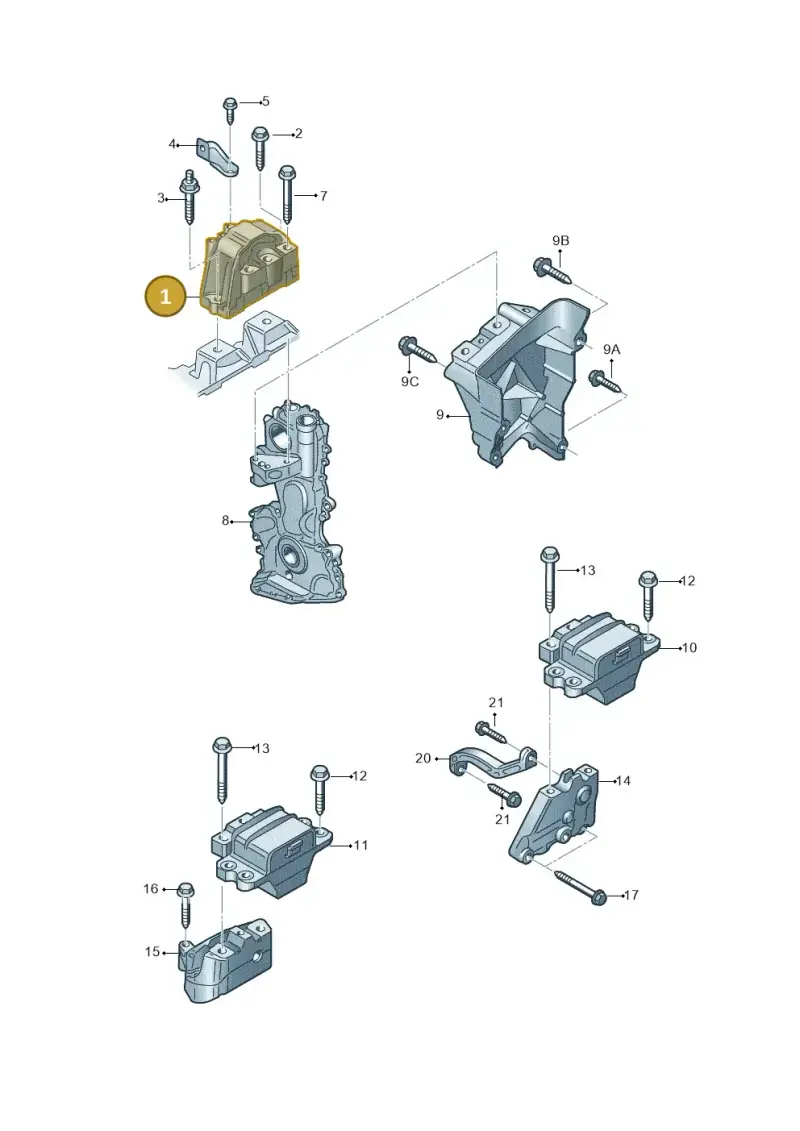 1K0199262CG — Volkswagen Scirocco 2.0 (2014-2017) diagram 786199200, position 1