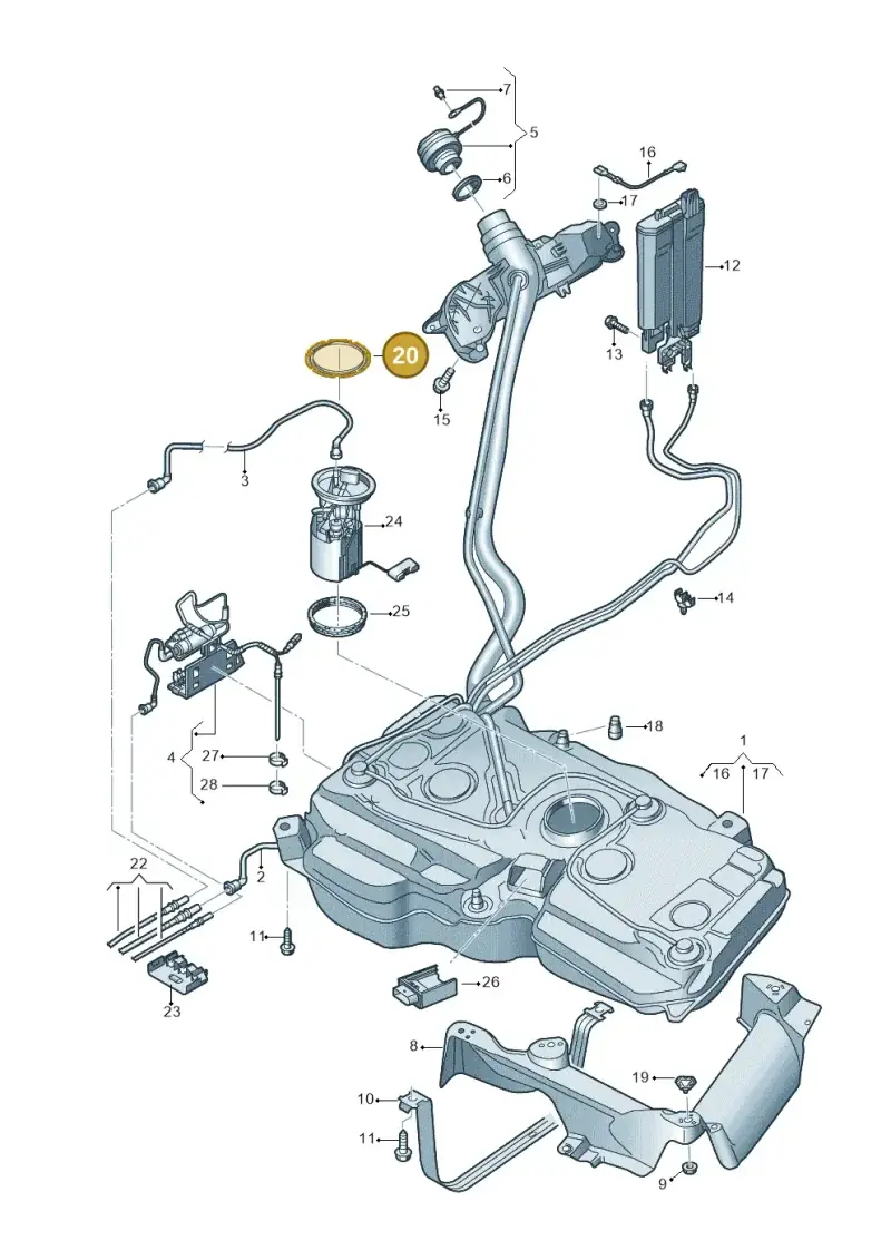 1K0201375 — Volkswagen Tiguan 2.0 (2023-) diagram 869201400, position 20