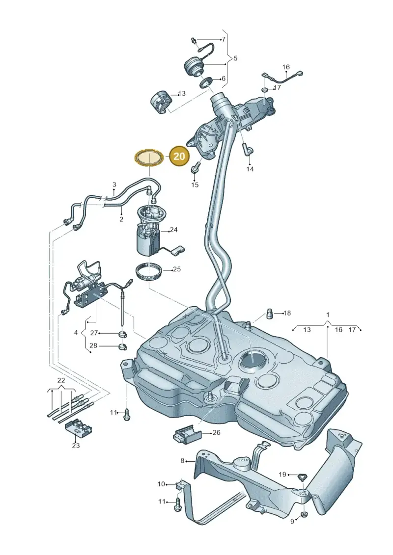 1K0201375 — Volkswagen Tiguan 2.0 (2023-) diagram 869201600, position 20