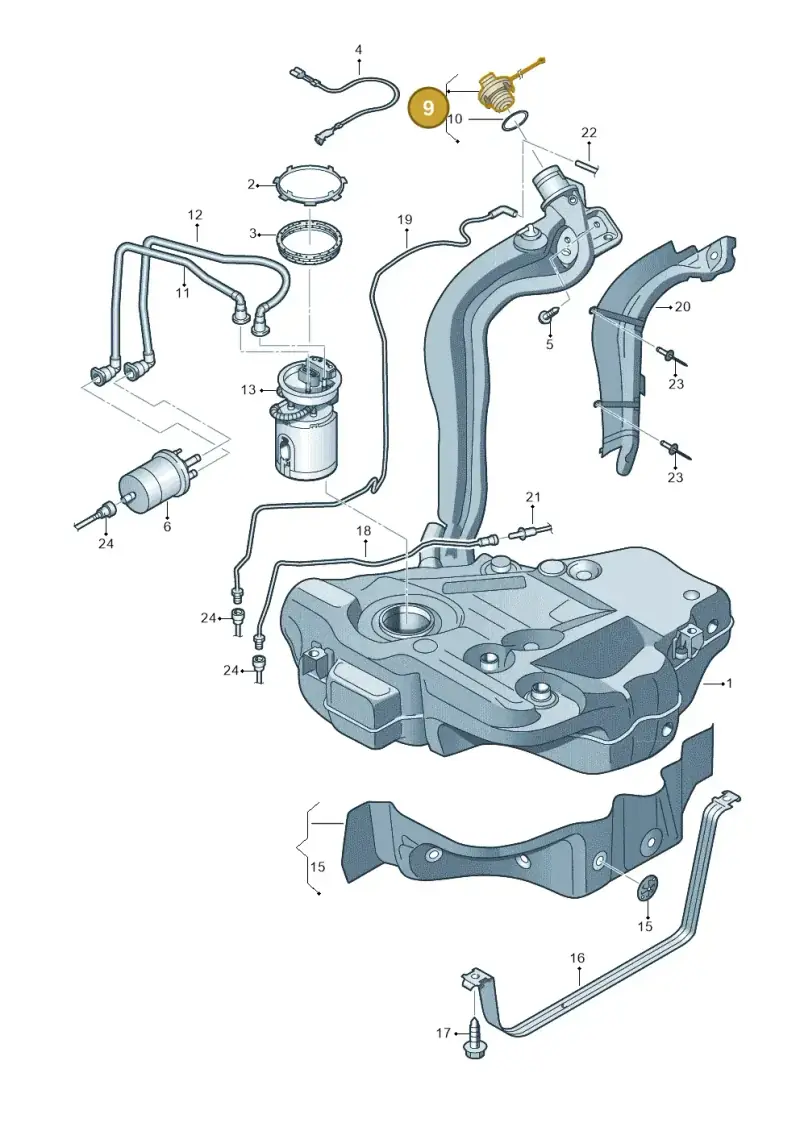 1K0201550F — Volkswagen Golf (2011-2013) diagram 729201410, position 9