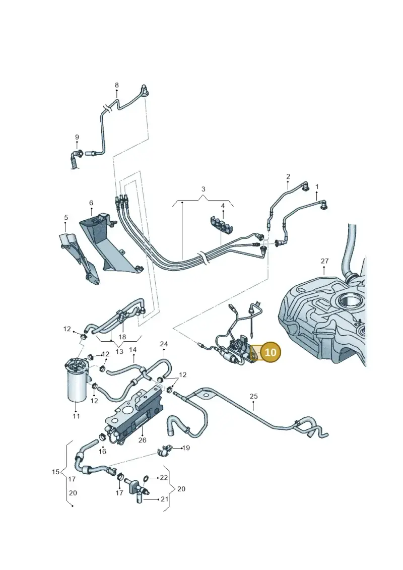 1K0201607P — Volkswagen Golf estate (2009-2013) diagram 645201250, position 10