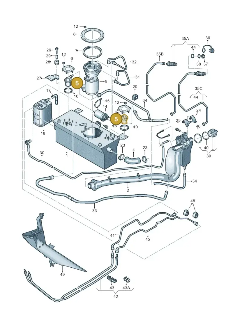 1K0201751A — Volkswagen Caddy Maxi Kombi (2010-2015) diagram 443201060, position 5