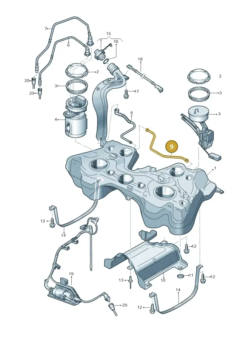 1K0201993R — Volkswagen Golf (2011-2013) diagram 729201650, position 9