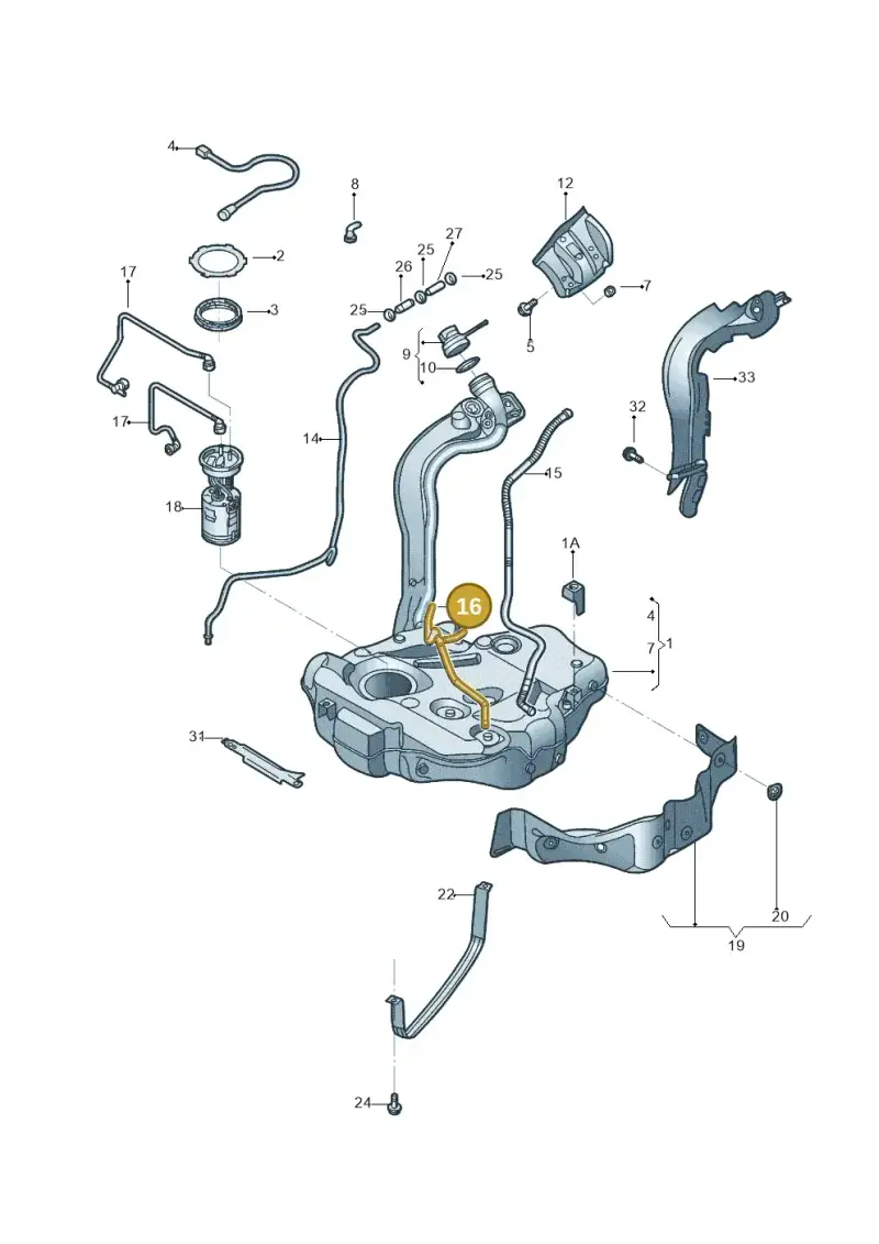 1K0201995F — Volkswagen Jetta 1.6 (2014-2018) diagram 801201005, position 16