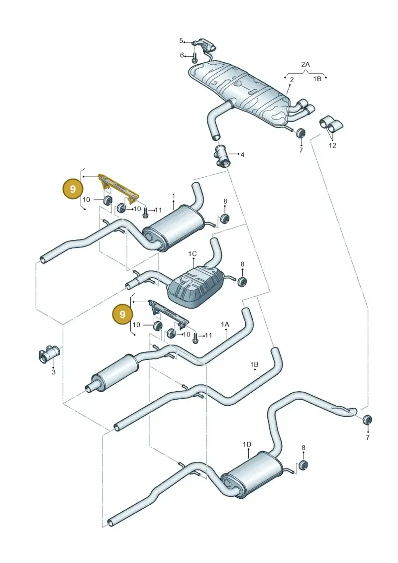 1K0253144BA — Volkswagen Golf Cabriolet (2011-2016) diagram 412253900, position 9