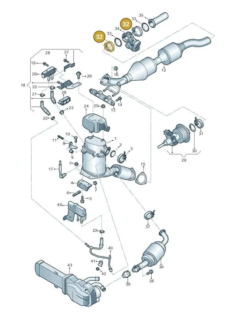 1K0253725B — Volkswagen New Passat (2011-2015) diagram 691253650, position 32