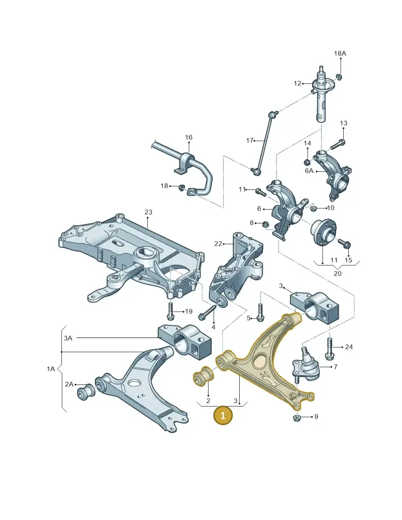 1K0407151AC — Volkswagen Scirocco 2.0 (2014-2017) diagram 409407000, position 1