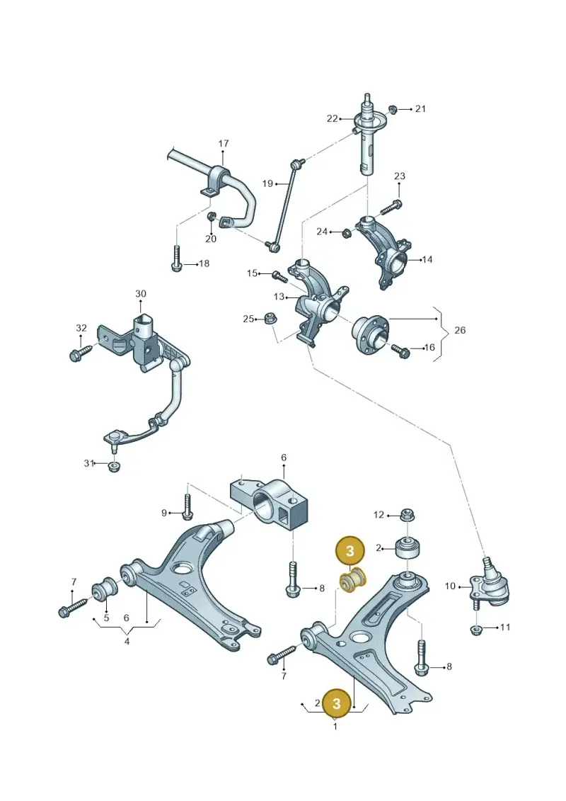 1K0407182 — Volkswagen Caddy kombi (2015-2020) diagram 690407000, position 3