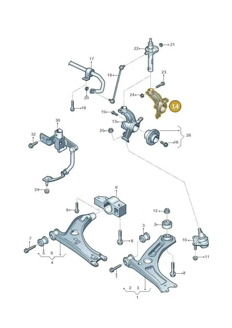 1K0407255AA — Volkswagen Caddy Maxi Kombi (2010-2015) diagram 690407000, position 14