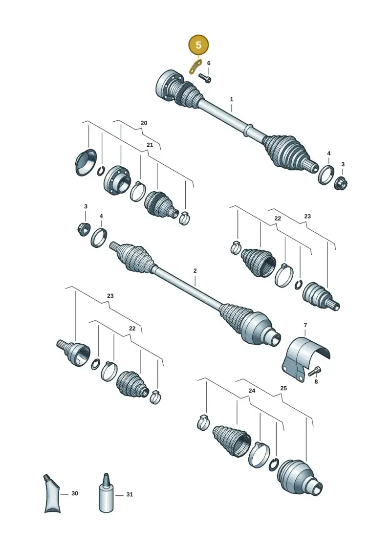 1K0407357D — Volkswagen Taigo (2021-2024) diagram 2f0407460, position 5