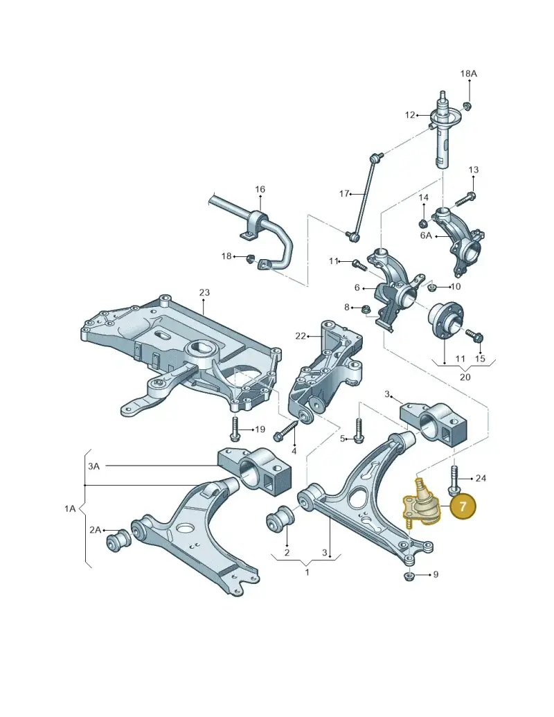 1K0407365C — Volkswagen Scirocco 2.0 (2014-2017) diagram 409407000, position 7
