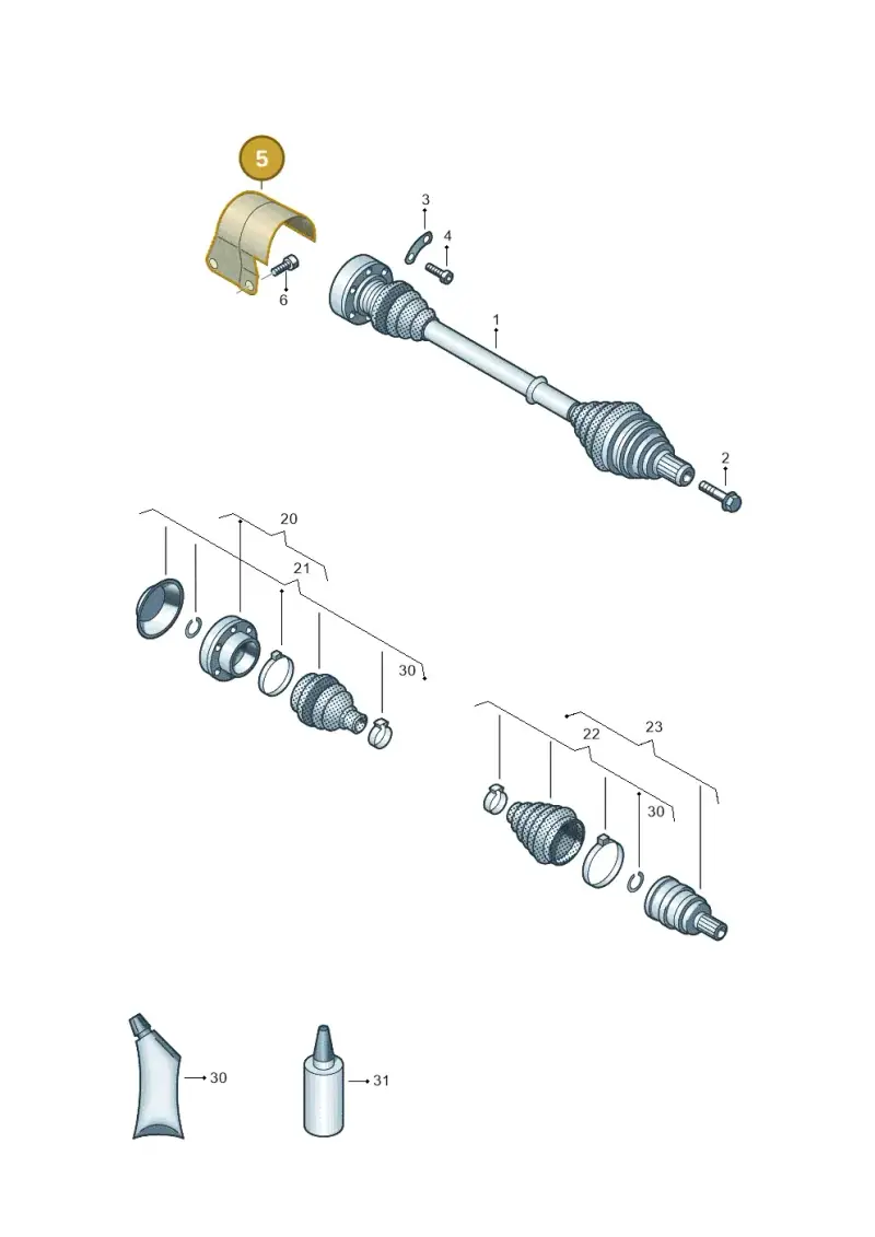 1K0407721G — Volkswagen Scirocco 2.0 (2014-2017) diagram 786407350, position 5
