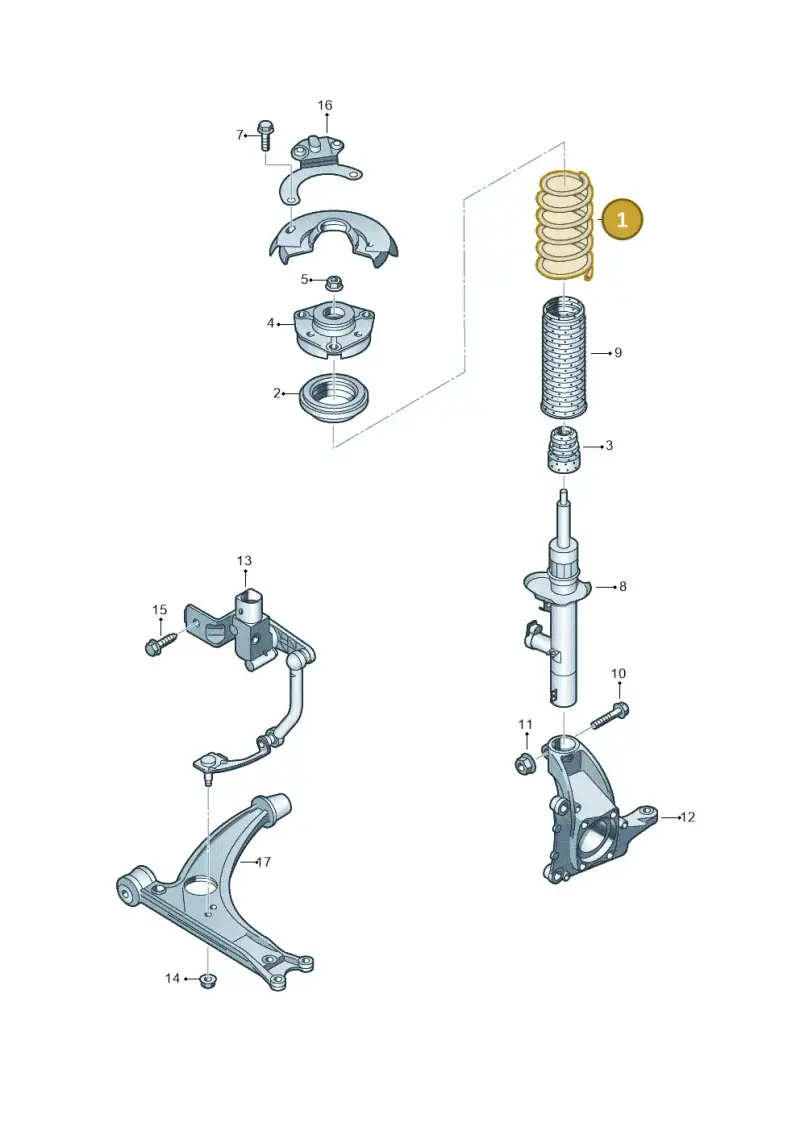 1K0411105EF — Volkswagen TIGUAN                 08> (2007-) diagram 645411100, position 1
