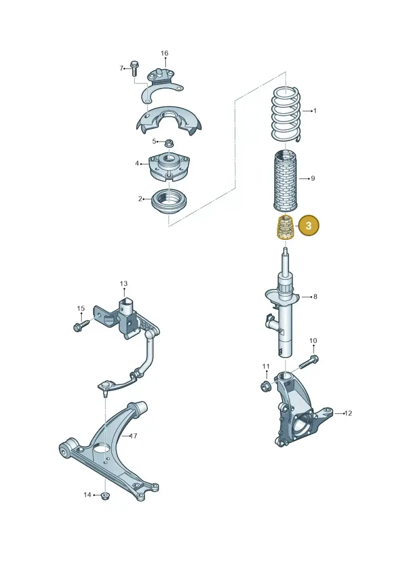 1K0412303AE — Volkswagen Golf Cabriolet (2011-2016) diagram 645411100, position 3