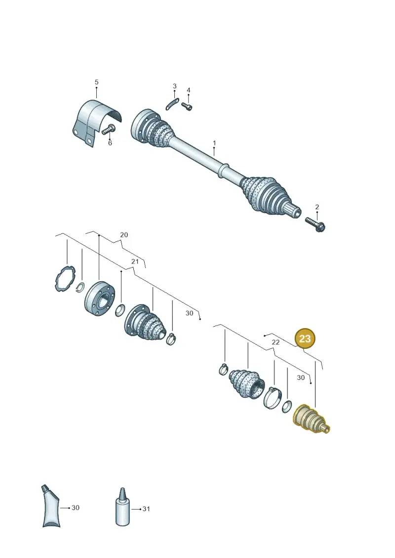 1K0498099H — Volkswagen Golf 2.0 (2016-2020) diagram 827407600, position 23