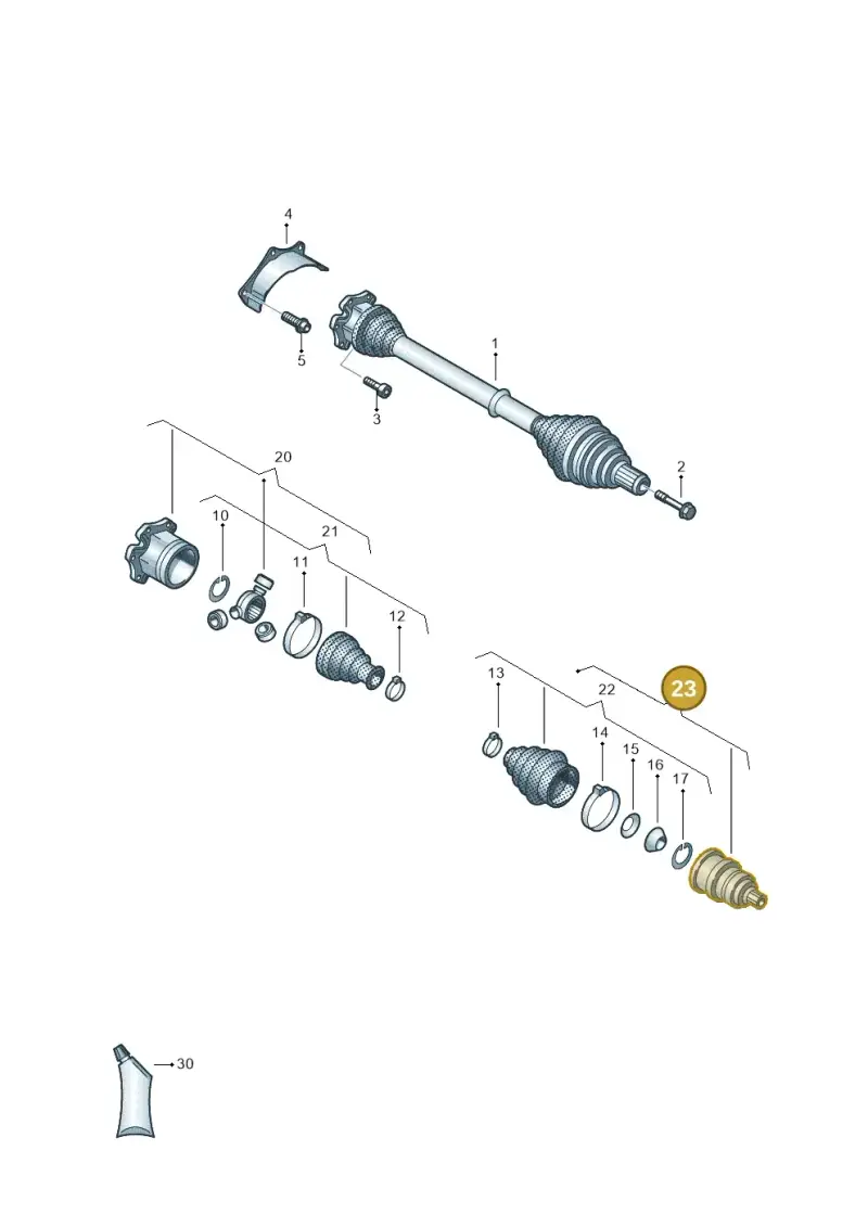1K0498099J — Volkswagen Jetta (2014-2017) diagram 460407650, position 23