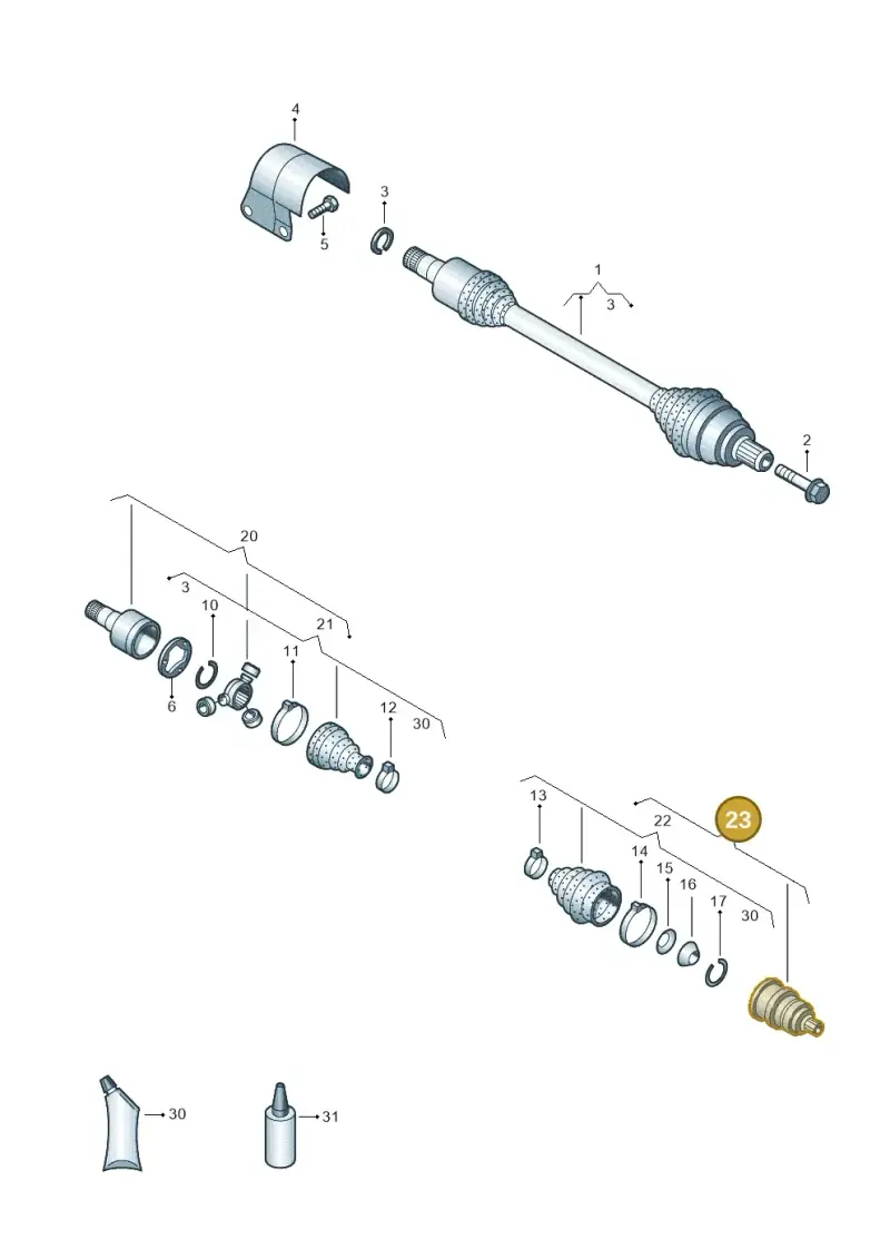 1K0498099J — Volkswagen Golf 1.4 BlueMotion (2014-2017) diagram 645407440, position 23