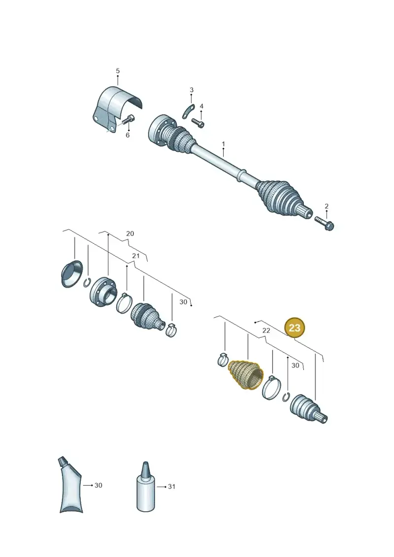 1K0498099J — Volkswagen Scirocco 2.0 (2014-2017) diagram 786407350, position 23