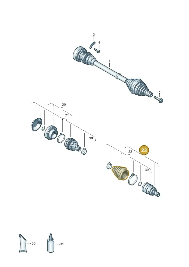 1K0498099M — Volkswagen T-Roc BlueMotion (2017-2024) diagram 894407200, position 23