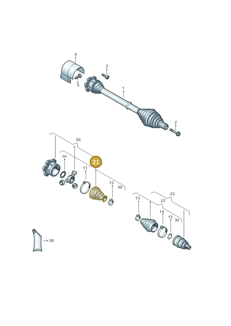 1K0498201D — Volkswagen Passat estate (2008-2011) diagram 625407640, position 21
