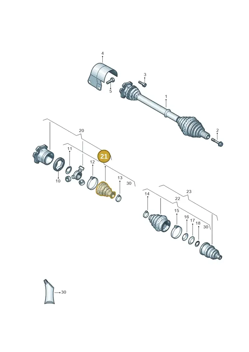1K0498201D — Volkswagen Scirocco 2.0 (2008-2014) diagram 737407600, position 21