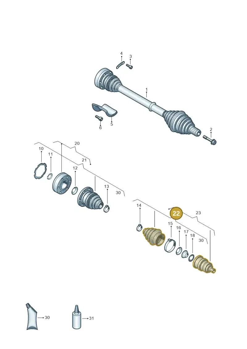 1K0498203B — Volkswagen Golf estate (2009-2013) diagram 460407200, position 22