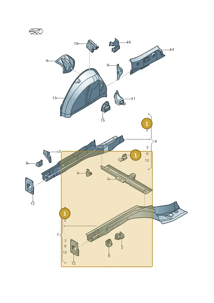 1K0611791A — Volkswagen Beetle (2016-2019) diagram 715803200, position 1