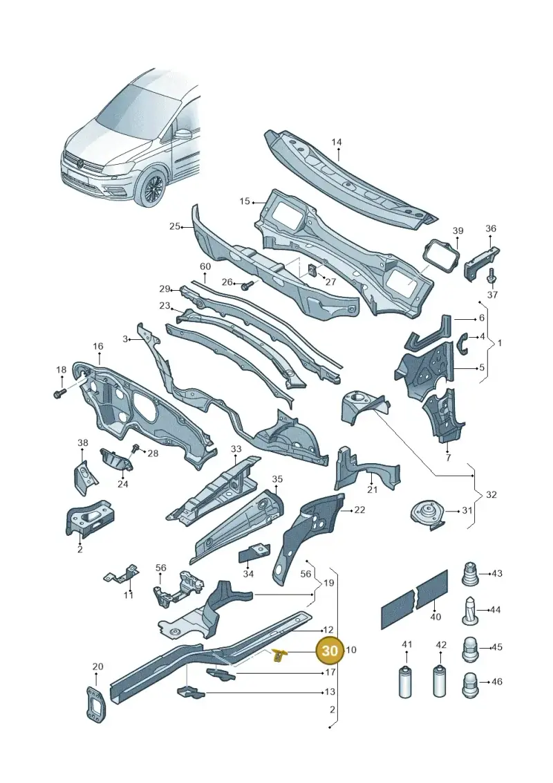 1K0611845B — Volkswagen Caddy kombi (2015-2020) diagram 866803000, position 30