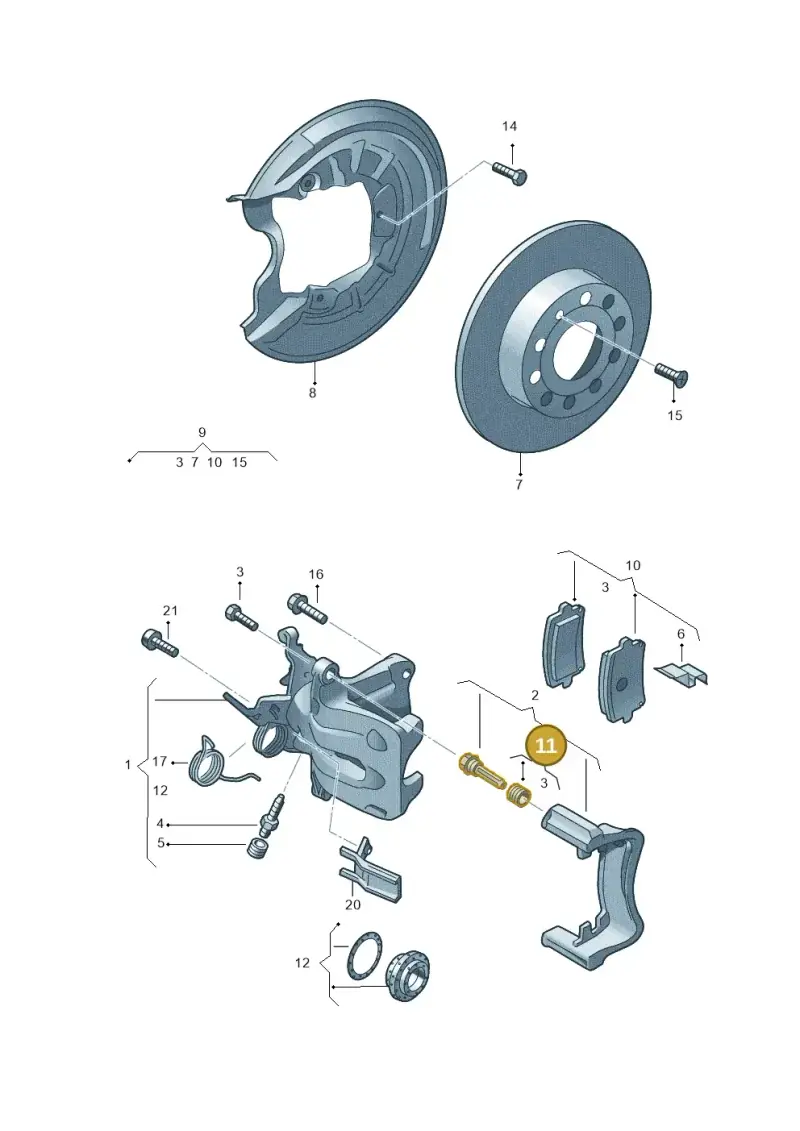 1K0698470A — Volkswagen Caddy Maxi Kombi (2010-2015) diagram 443615600, position 11