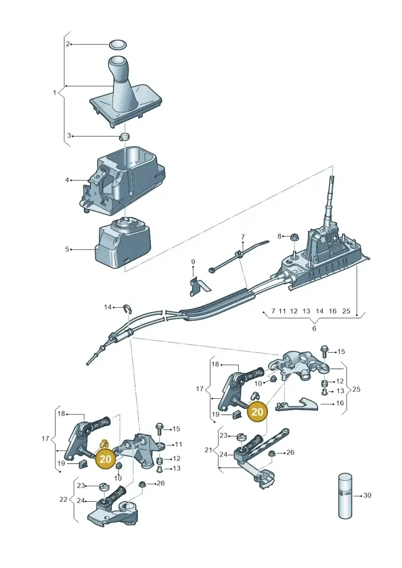 1K0711522 — Volkswagen Golf 2.0 BlueMotion (2019-2024) diagram 5h0711030, position 20