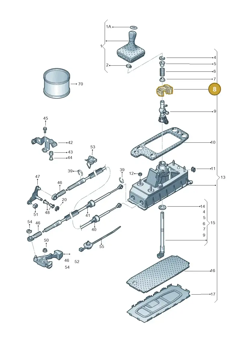 1K0711699A — Volkswagen Scirocco 2.0 (2014-2017) diagram 615711300, position 8