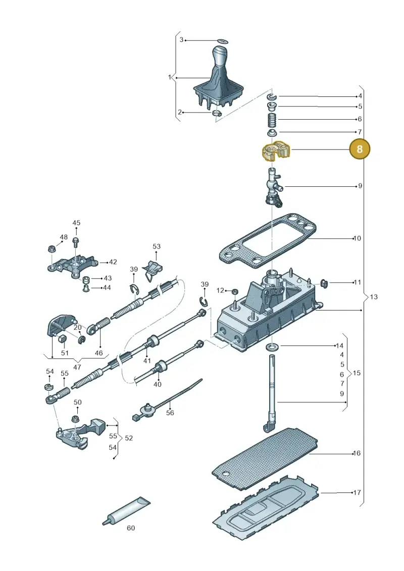 1K0711699A — Volkswagen Caddy kombi (2015-2020) diagram 866711300, position 8
