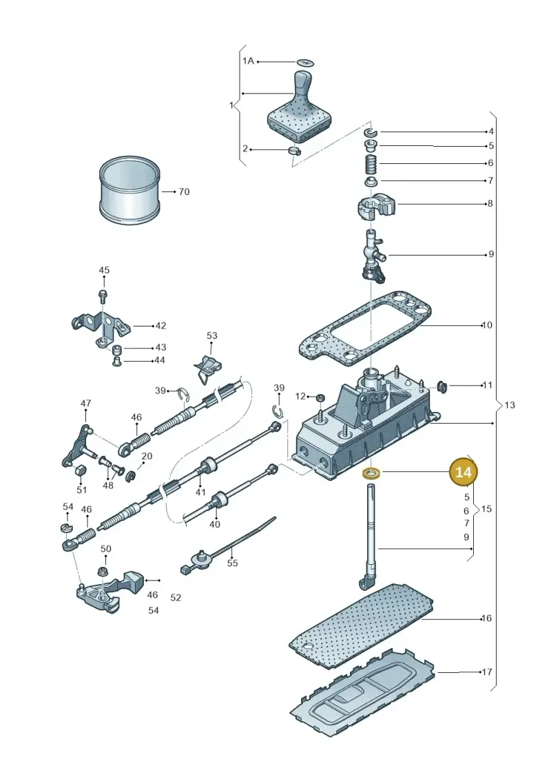 1K0711901 — Volkswagen Scirocco 2.0 (2014-2017) diagram 615711300, position 14