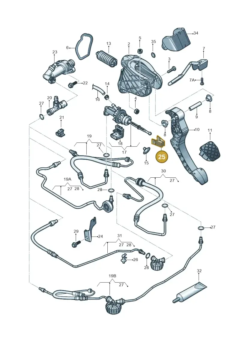 1K0721357C — Volkswagen Jetta (2014-2017) diagram 789721025, position 25