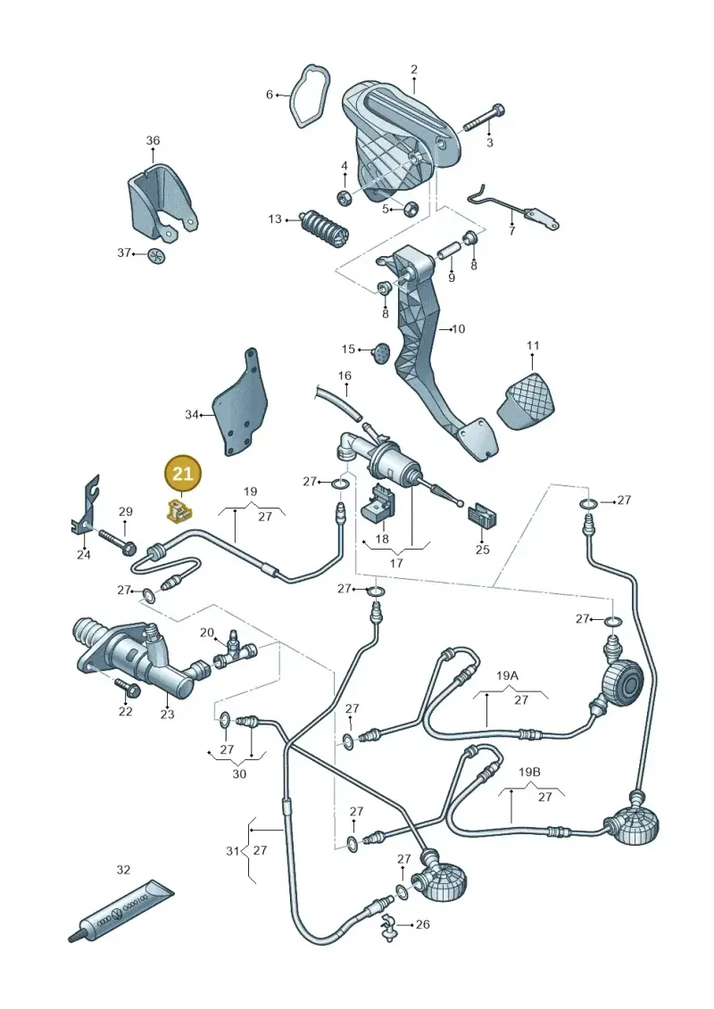 1K0721491B — Volkswagen Caddy kombi (2015-2020) diagram 718721250, position 21