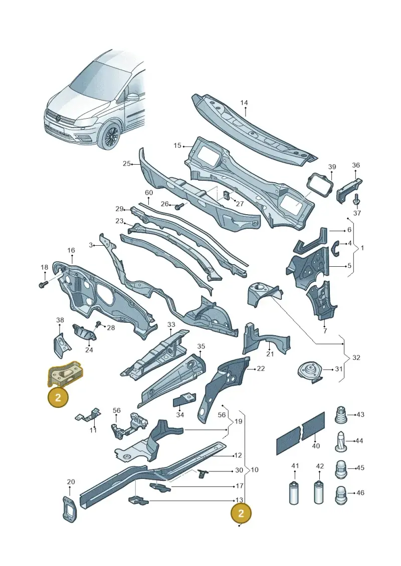 1K0802068 — Volkswagen Caddy kombi (2015-2020) diagram 866803000, position 2