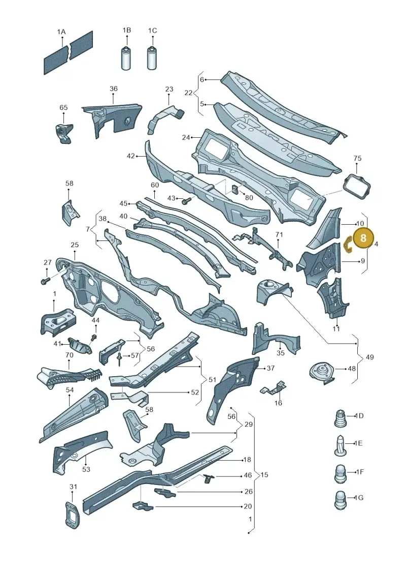 1K0802122A — Volkswagen Touran 2.0 (2010-2015) diagram 652803000, position 8
