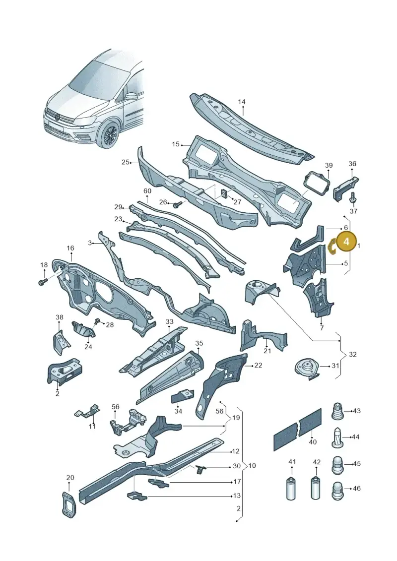1K0802122A — Volkswagen Caddy kombi (2015-2020) diagram 866803000, position 4