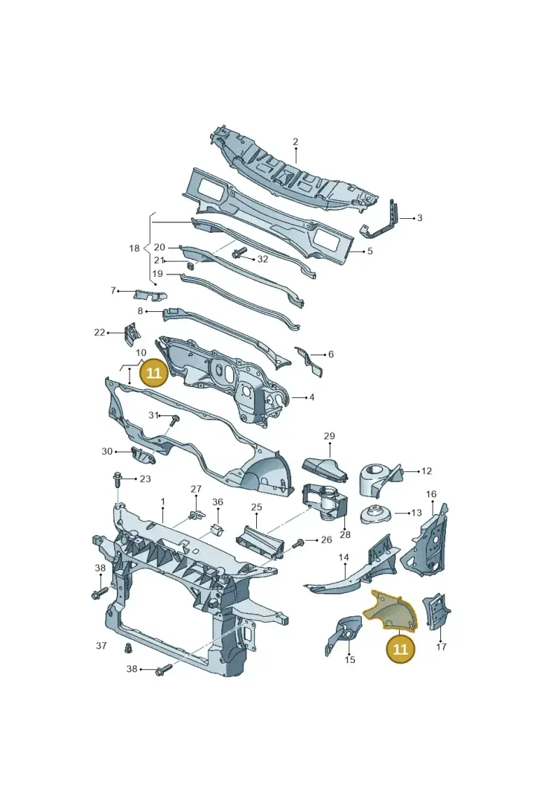 1K0802222B — SEAT Leon Stylance (2010-2012) diagram 456805000, position 11