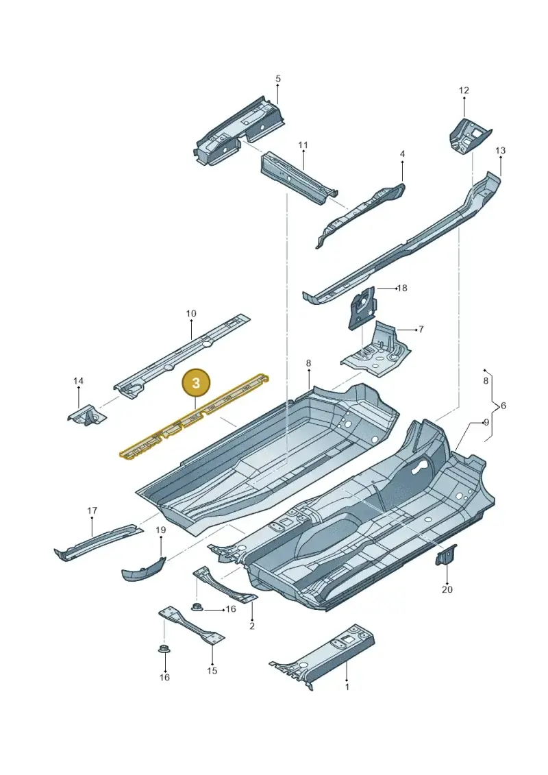 1K0802308B — Volkswagen Jetta variant (2009-2014) diagram 684803100, position 3