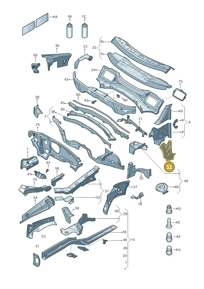 1K0802623C — Volkswagen Golf (2009-2014) diagram 409803000, position 11
