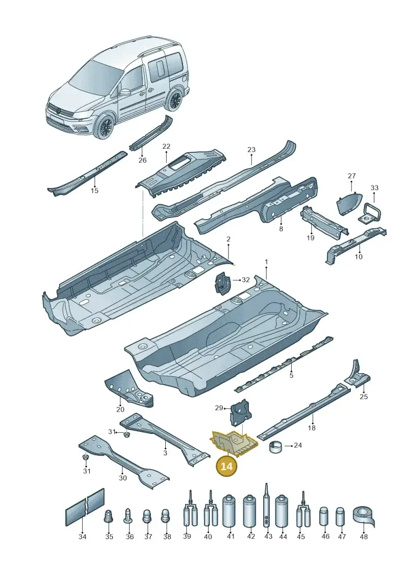 1K0803097A — Volkswagen Caddy kombi (2015-2020) diagram 866803100, position 14