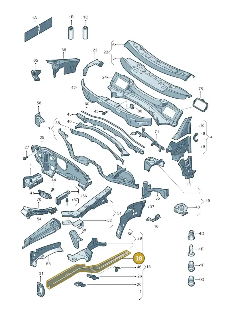 1K0803105C — Volkswagen Caddy Maxi Kombi (2010-2015) diagram 652803000, position 18