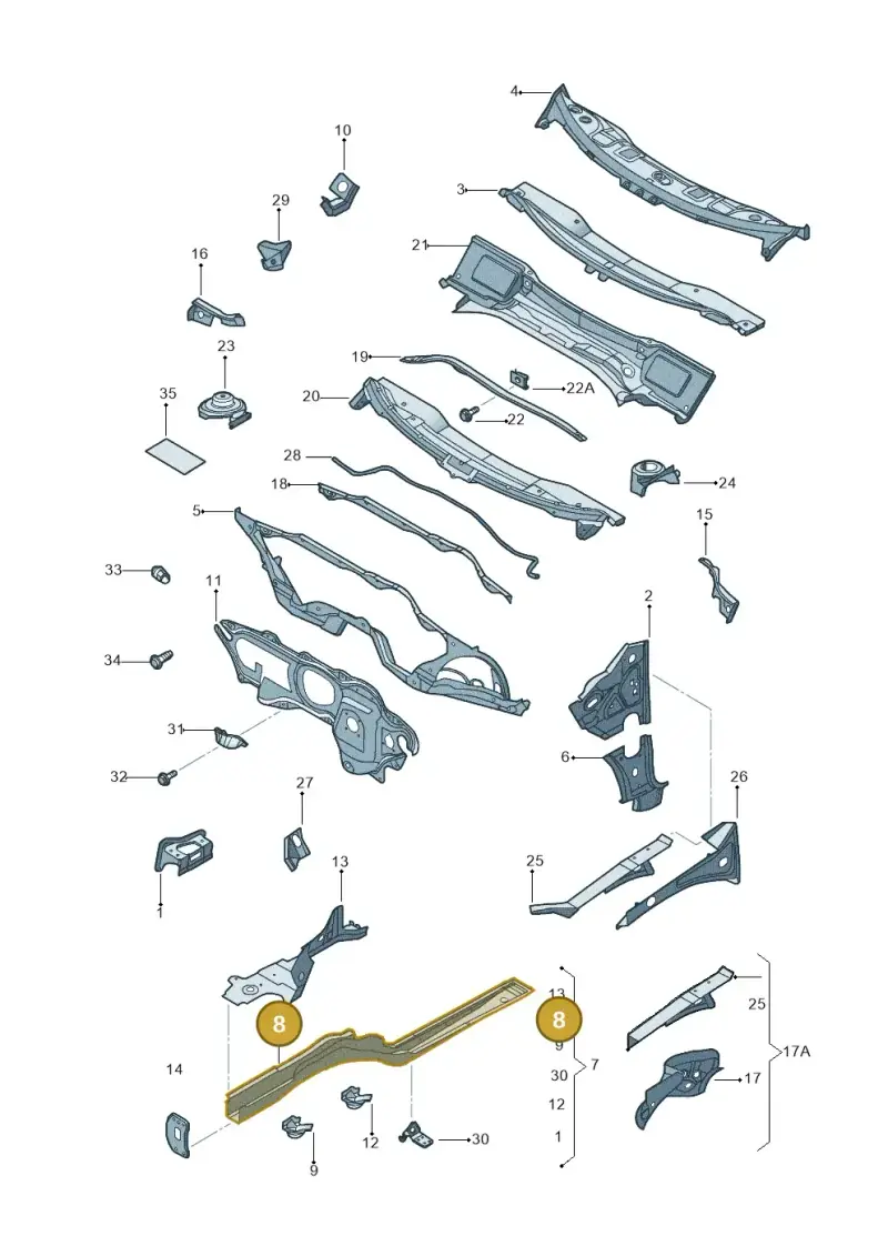 1K0803105C — Volkswagen Jetta variant (2009-2014) diagram 684803000, position 8