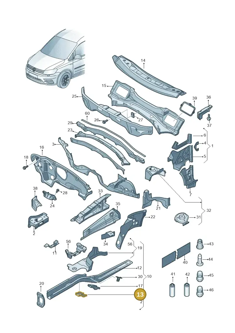 1K0803127 — Volkswagen Caddy kombi (2015-2020) diagram 866803000, position 13