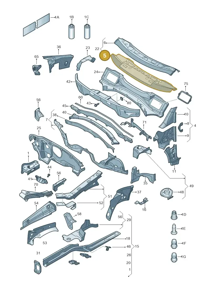 1K0803163 — Volkswagen Golf Cabriolet (2011-2016) diagram 409803000, position 5