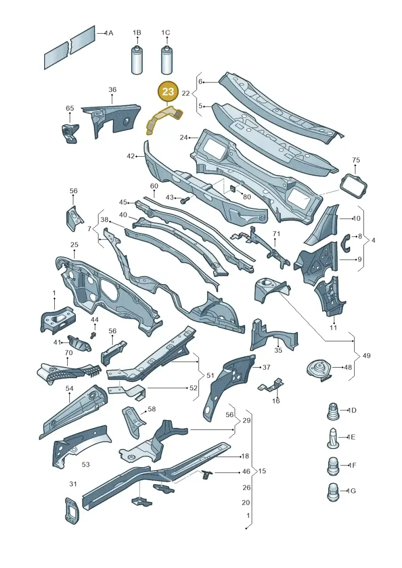 1K0803177 — Volkswagen Golf Cabriolet (2011-2016) diagram 409803000, position 23