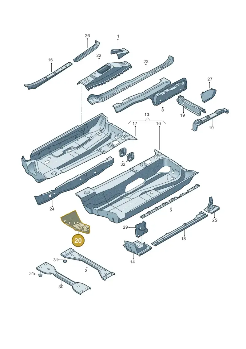 1K0803489A — Volkswagen Golf Plus (2011-2014) diagram 420803100, position 20