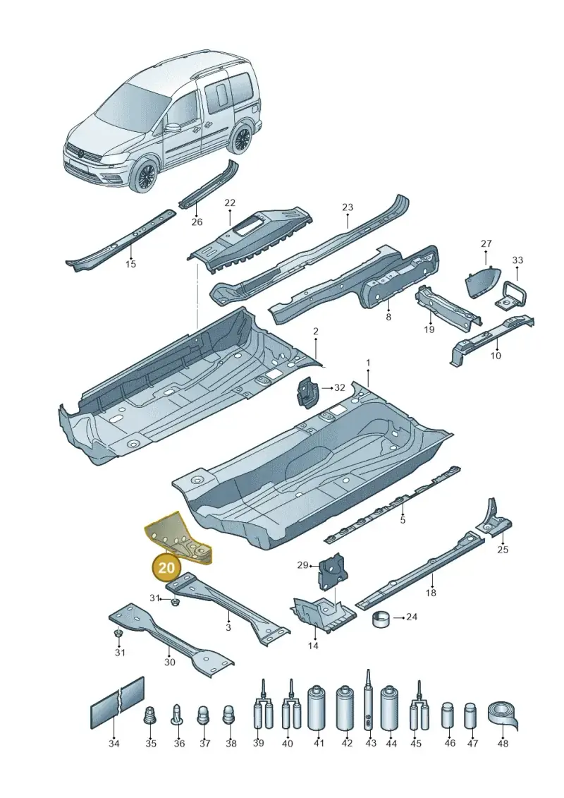 1K0803489A — Volkswagen Caddy kombi (2015-2020) diagram 866803100, position 20