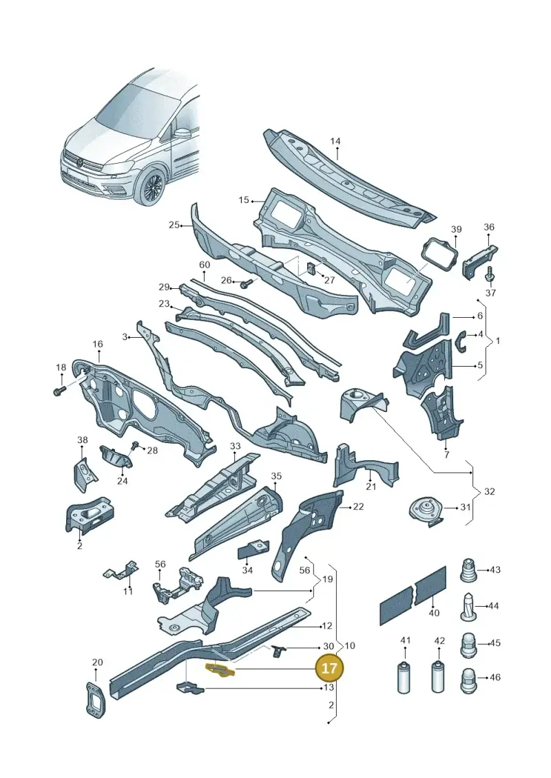 1K0804056 — Volkswagen Caddy kombi (2015-2020) diagram 866803000, position 17